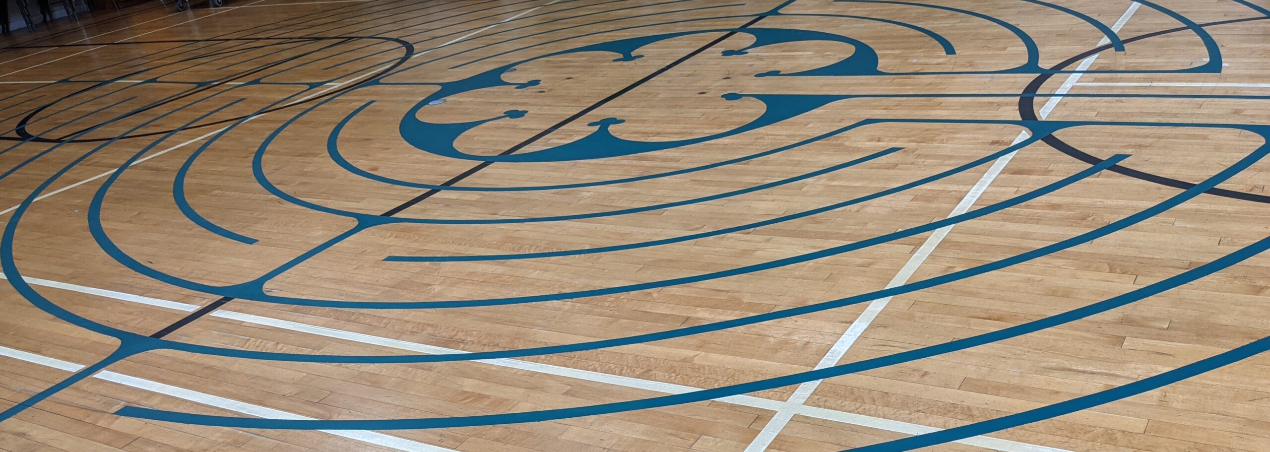gym floor with labyrith painted